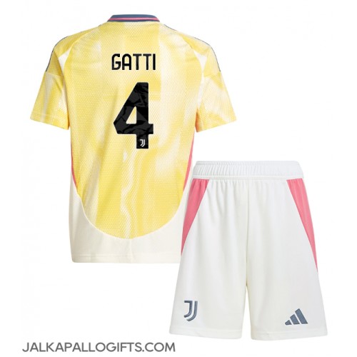 Juventus Federico Gatti #4 Vieras Peliasu Lasten 2024-25 Lyhythihainen (+ Lyhyet housut)